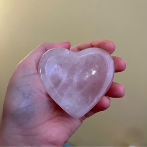 Heart Shaped Rose Quartz Crystal Bowl / Dish
